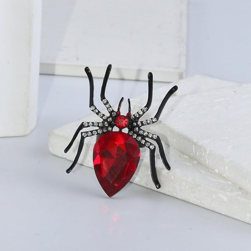 ANGLEQUEEN Punk Halloween Spider Rings for Women Knuckle Black Spider Web Bat Ring Gothic Vintage Dark Crystal Ring Red Rhinestone Statement Rings Halloween Witch Jewelry - Image 4